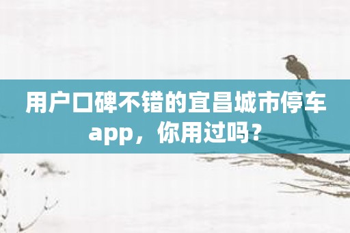 用户口碑不错的宜昌城市停车app，你用过吗？