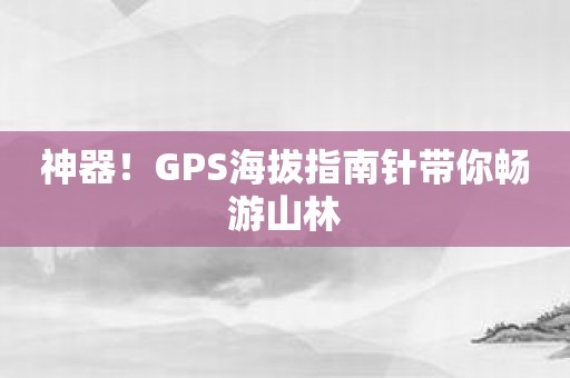 神器！GPS海拔指南针带你畅游山林