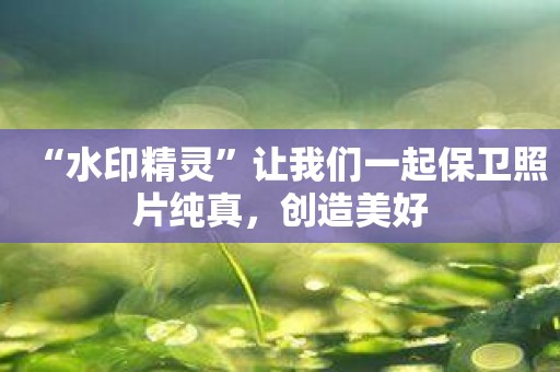 “水印精灵”让我们一起保卫照片纯真，创造美好