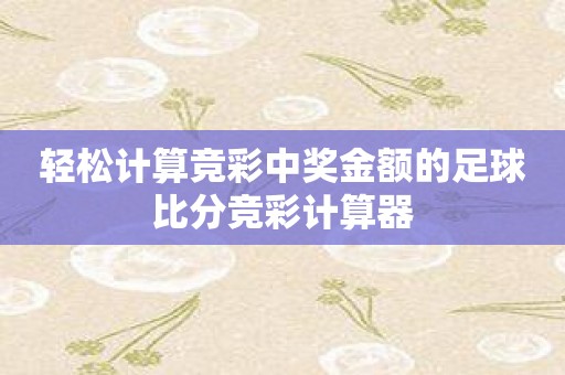 轻松计算竞彩中奖金额的足球比分竞彩计算器