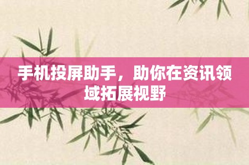手机投屏助手，助你在资讯领域拓展视野