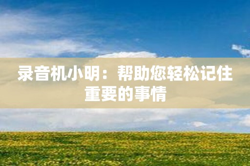 录音机小明：帮助您轻松记住重要的事情