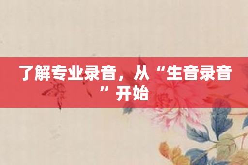 了解专业录音，从“生音录音”开始