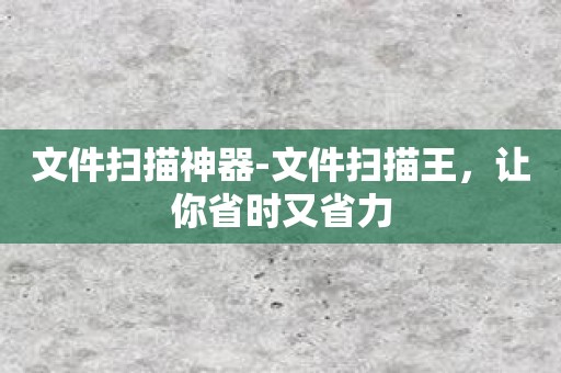 文件扫描神器-文件扫描王，让你省时又省力