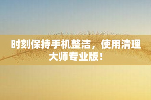 时刻保持手机整洁，使用清理大师专业版！