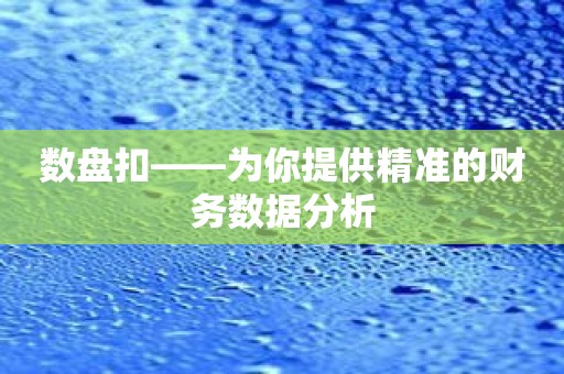 数盘扣——为你提供精准的财务数据分析