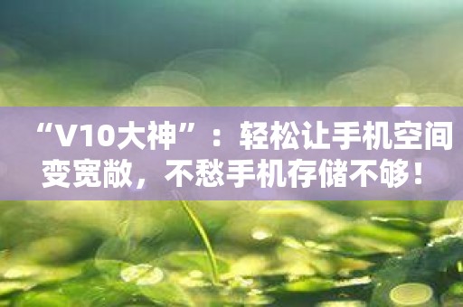 “V10大神”：轻松让手机空间变宽敞，不愁手机存储不够！