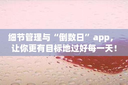 细节管理与“倒数日”app， 让你更有目标地过好每一天！