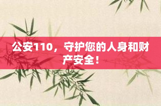 公安110，守护您的人身和财产安全！