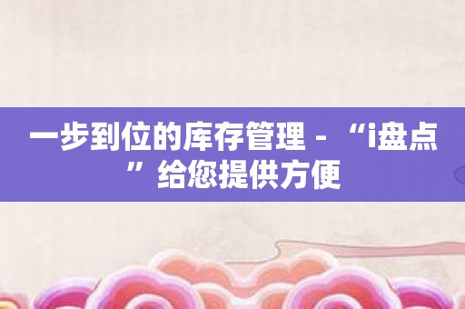 一步到位的库存管理 - “i盘点”给您提供方便
