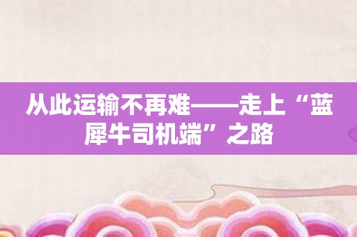 从此运输不再难——走上“蓝犀牛司机端”之路