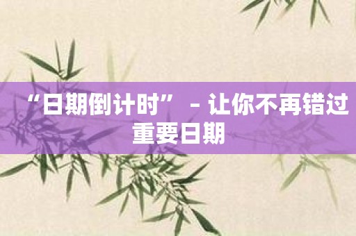 “日期倒计时” – 让你不再错过重要日期