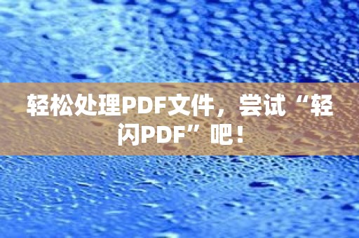 轻松处理PDF文件，尝试“轻闪PDF”吧！