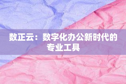 数正云：数字化办公新时代的专业工具