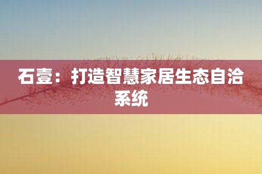 石壹：打造智慧家居生态自洽系统