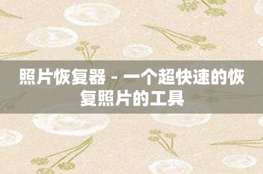 照片恢复器 - 一个超快速的恢复照片的工具