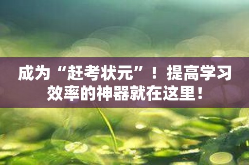 成为“赶考状元”！提高学习效率的神器就在这里！