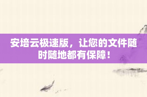 安培云极速版，让您的文件随时随地都有保障！