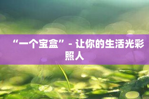 “一个宝盒”- 让你的生活光彩照人