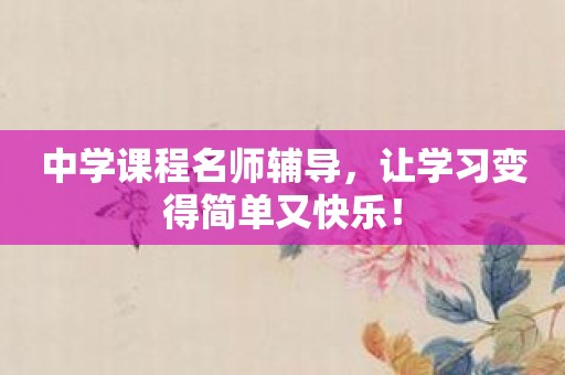 中学课程名师辅导，让学习变得简单又快乐！