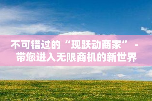 不可错过的“现跃动商家” - 带您进入无限商机的新世界