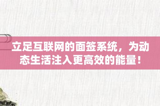 立足互联网的面签系统，为动态生活注入更高效的能量！