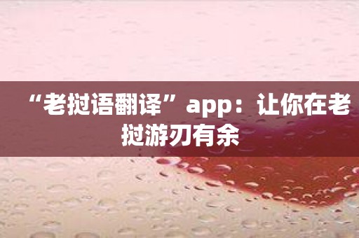 “老挝语翻译”app：让你在老挝游刃有余