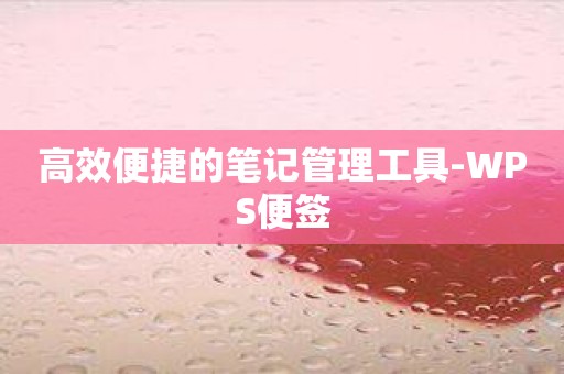 高效便捷的笔记管理工具-WPS便签
