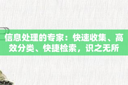 信息处理的专家：快速收集、高效分类、快捷检索，识之无所不能