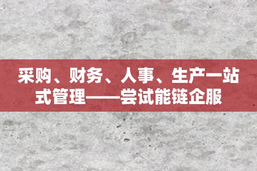 采购、财务、人事、生产一站式管理——尝试能链企服
