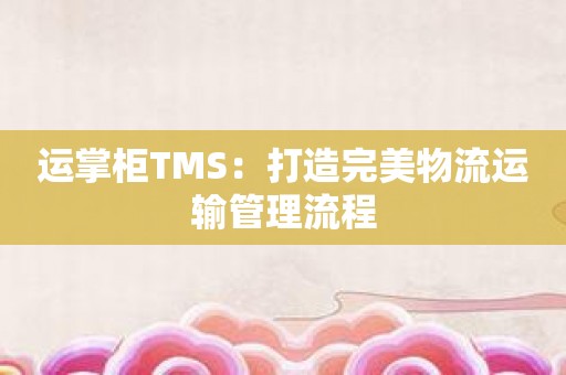 运掌柜TMS：打造完美物流运输管理流程