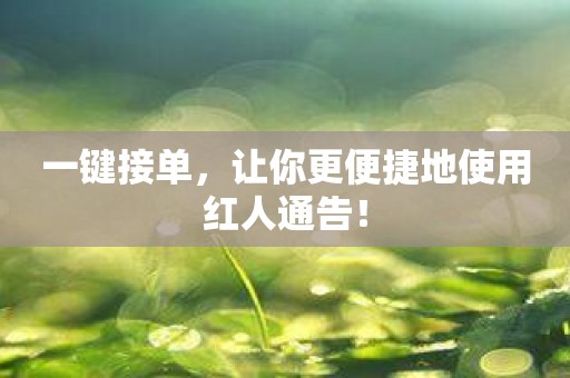 一键接单，让你更便捷地使用红人通告！