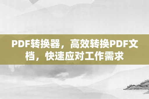 PDF转换器，高效转换PDF文档，快速应对工作需求
