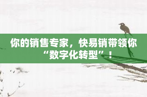 你的销售专家，快易销带领你“数字化转型”！