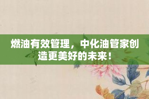 燃油有效管理，中化油管家创造更美好的未来！