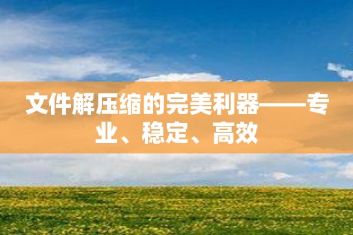 文件解压缩的完美利器——专业、稳定、高效