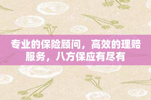 专业的保险顾问，高效的理赔服务，八方保应有尽有
