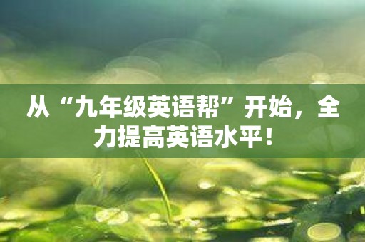 从“九年级英语帮”开始，全力提高英语水平！