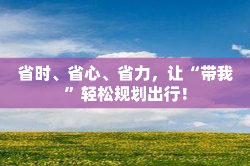 省时、省心、省力，让“带我”轻松规划出行！