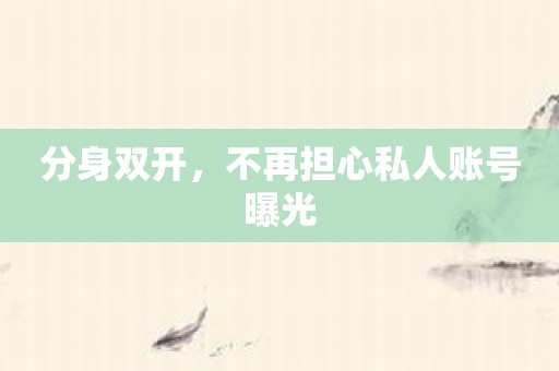 分身双开，不再担心私人账号曝光
