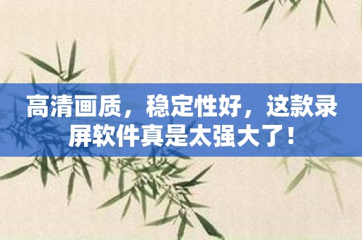 高清画质，稳定性好，这款录屏软件真是太强大了！