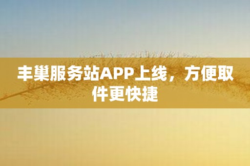 丰巢服务站APP上线，方便取件更快捷