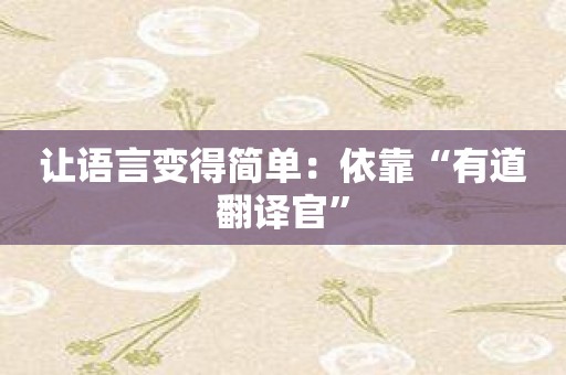 让语言变得简单：依靠“有道翻译官”