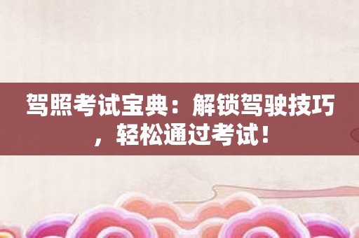 驾照考试宝典：解锁驾驶技巧，轻松通过考试！