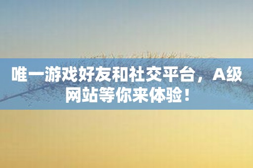 唯一游戏好友和社交平台，A级网站等你来体验！