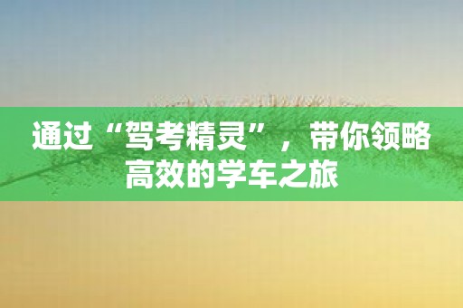 通过“驾考精灵”，带你领略高效的学车之旅