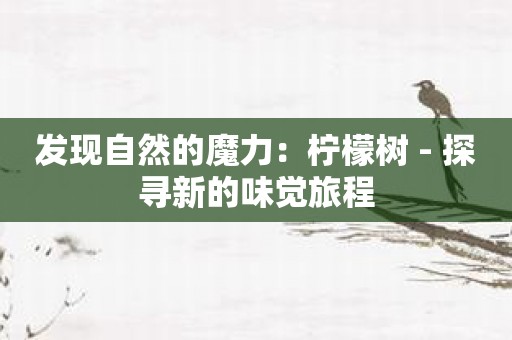 发现自然的魔力：柠檬树 - 探寻新的味觉旅程