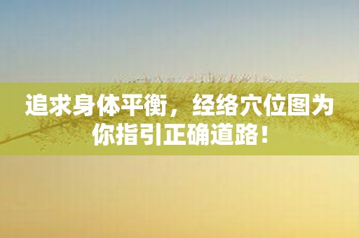 追求身体平衡，经络穴位图为你指引正确道路！