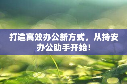打造高效办公新方式，从持安办公助手开始！