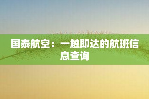 国泰航空：一触即达的航班信息查询